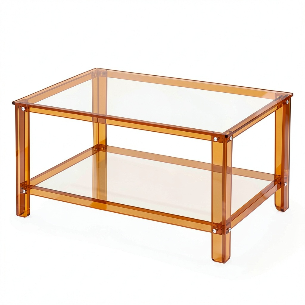 Table basse, coloris orange et transparent, 80 x 50 x 40 cm, pour le salon