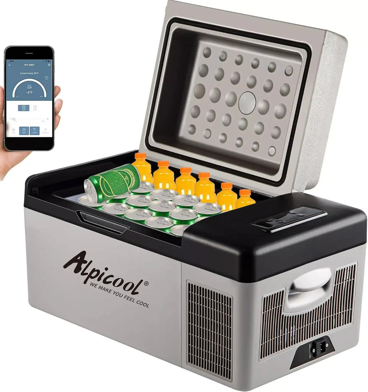 Congélateur portable - Mini réfrigérateur électrique - 12 V/24 V - Glacière de voiture 20 l - Compresseur – gris/noir