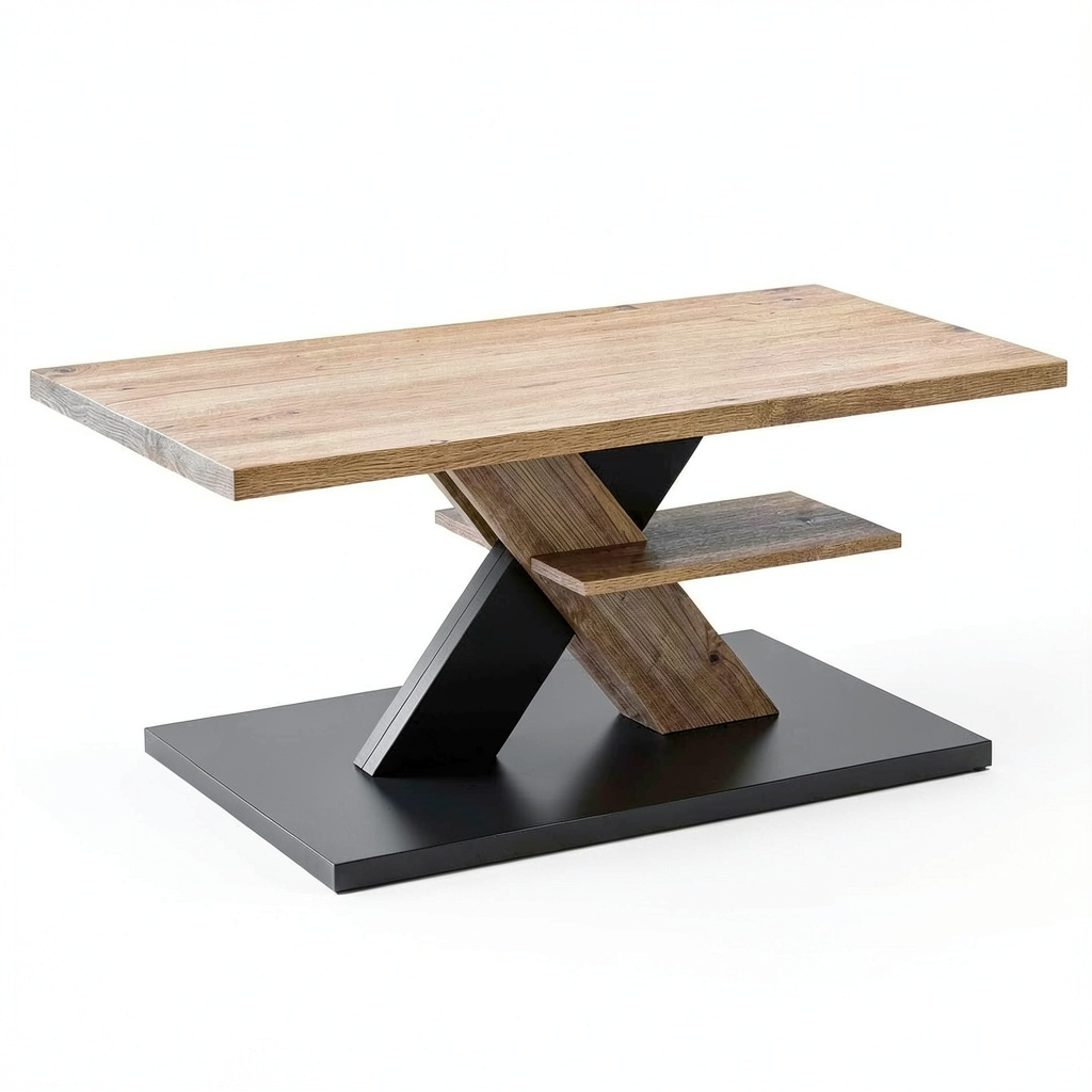 Table basse, avec rangement, en chêne, coloris noir, 100 x 50 x 45 cm, pour le salon
