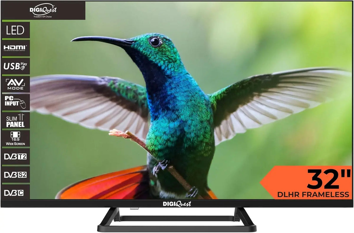 TV téléviseur LED – DVB-T2/S2, 8 W, noir