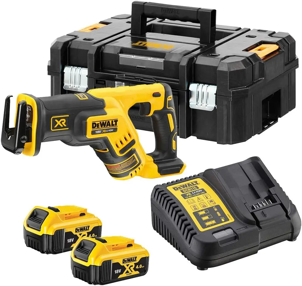 DeWalt Scie Sabre Compact sans balais XR 18V 5 Ah - DCS367P2-QW - Scie Électrique sans Fil avec Coffret – noir/jaune
