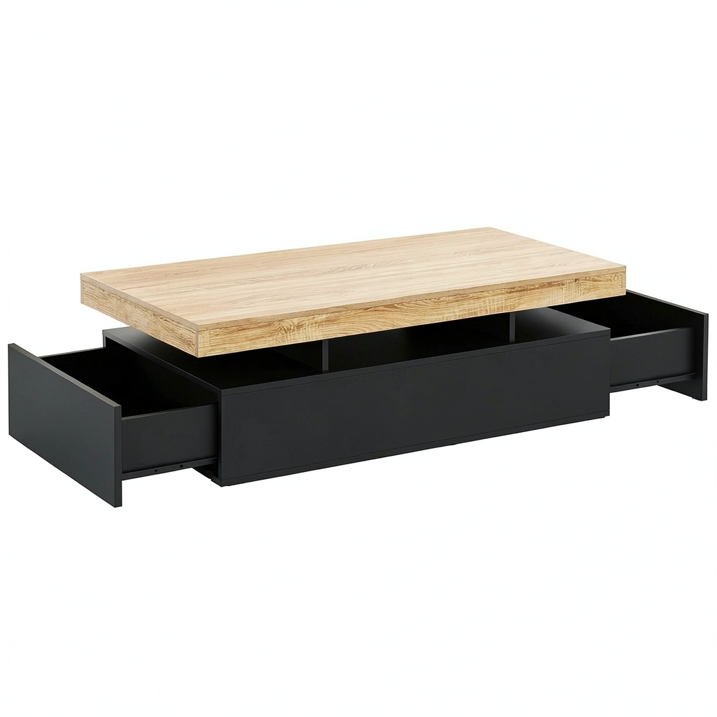 Table basse, avec tiroirs, coloris noir, pour le salon