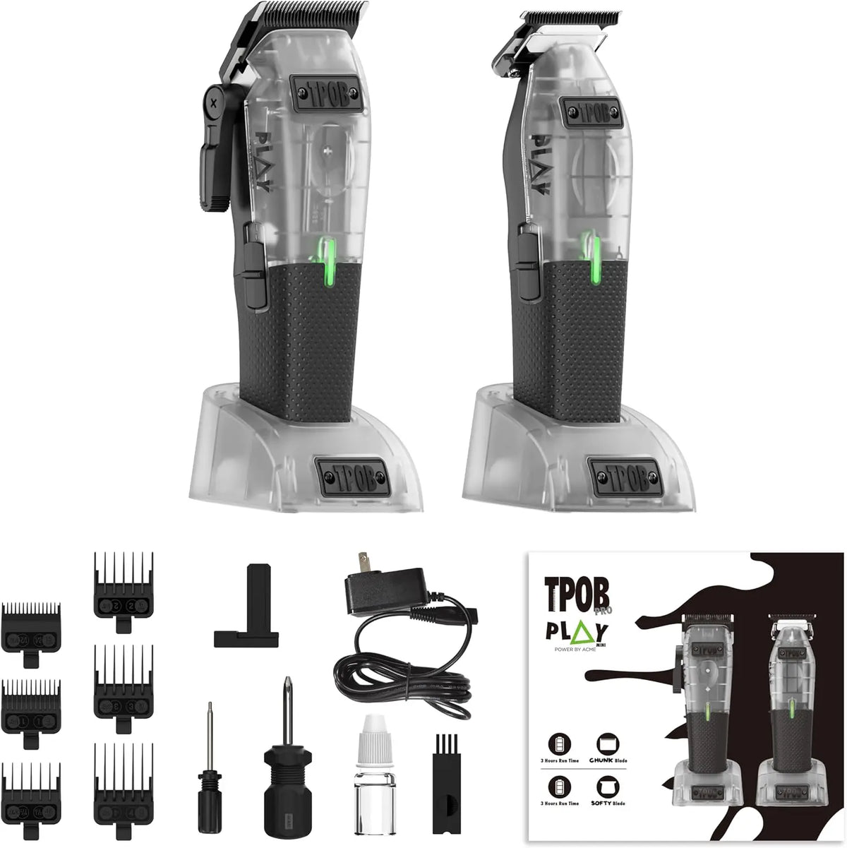 TPOB Mini Play Tondeuse à cheveux professionnelle set transparent – gris/noir