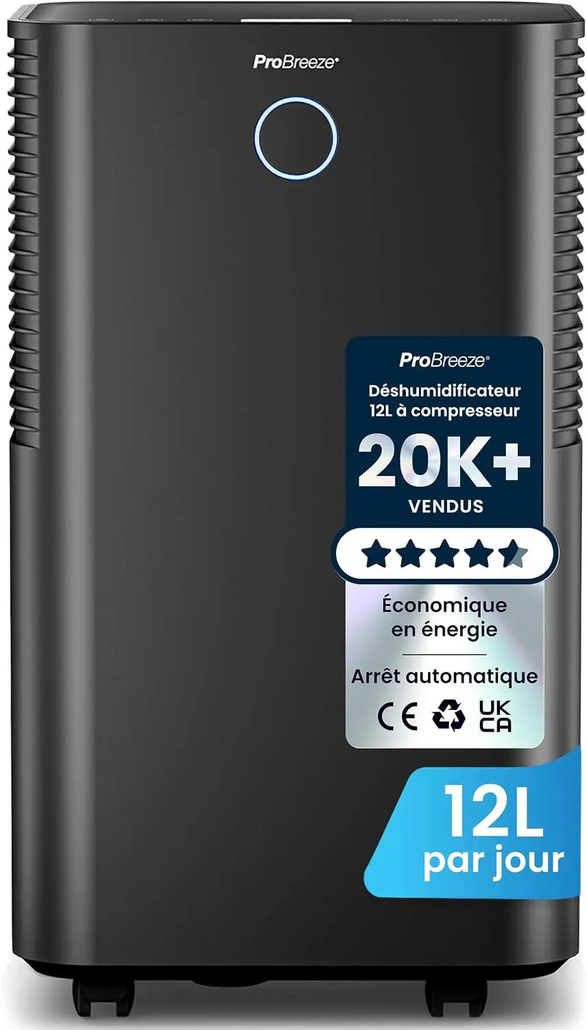 Pro Breeze OmniDry Déshumidificateur Compresseur Intelligent 12L/Jour – noir