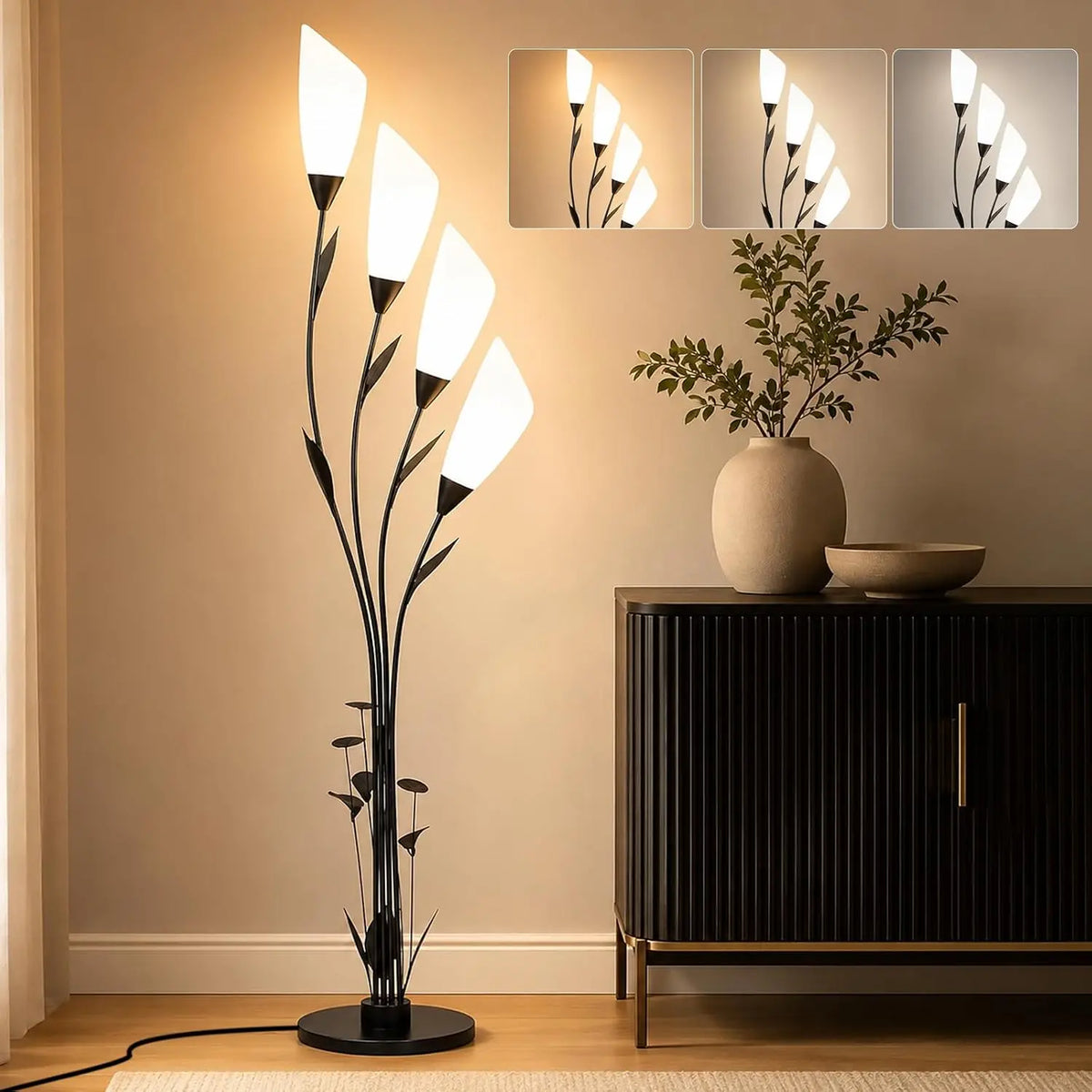 Moderne lampadaire sur pied salon variable lampadaire liseuse sur pied luminaires intérieur Abat-jour – beige/orange/gris