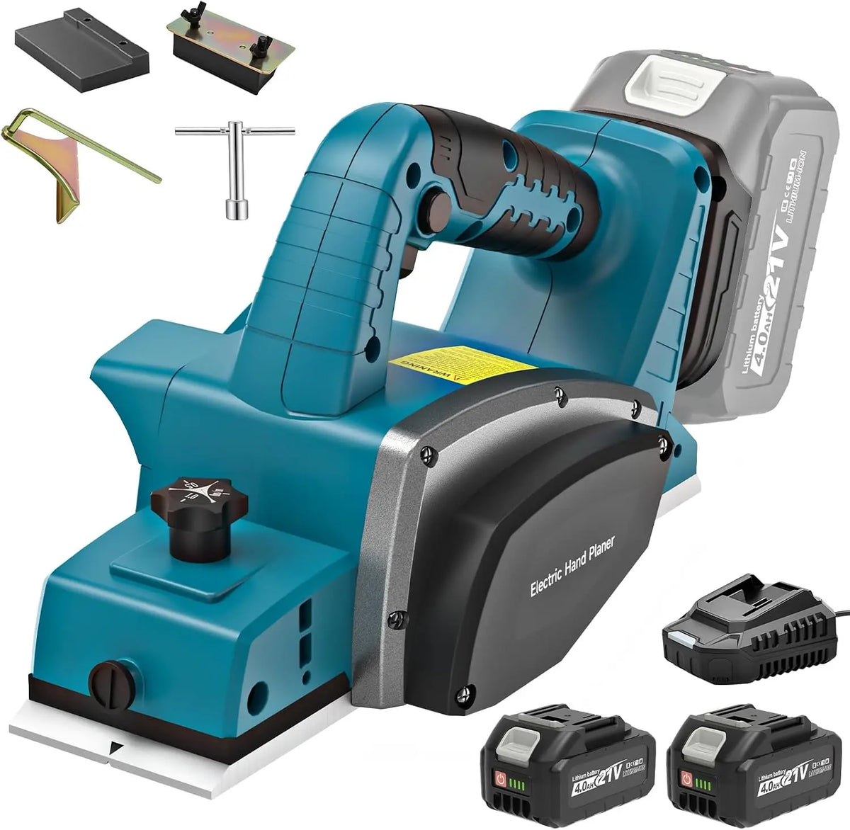 Rabot Sans Fil Compatible avec Makita 18V Batterie – 4,0 Ah, bleu/gris