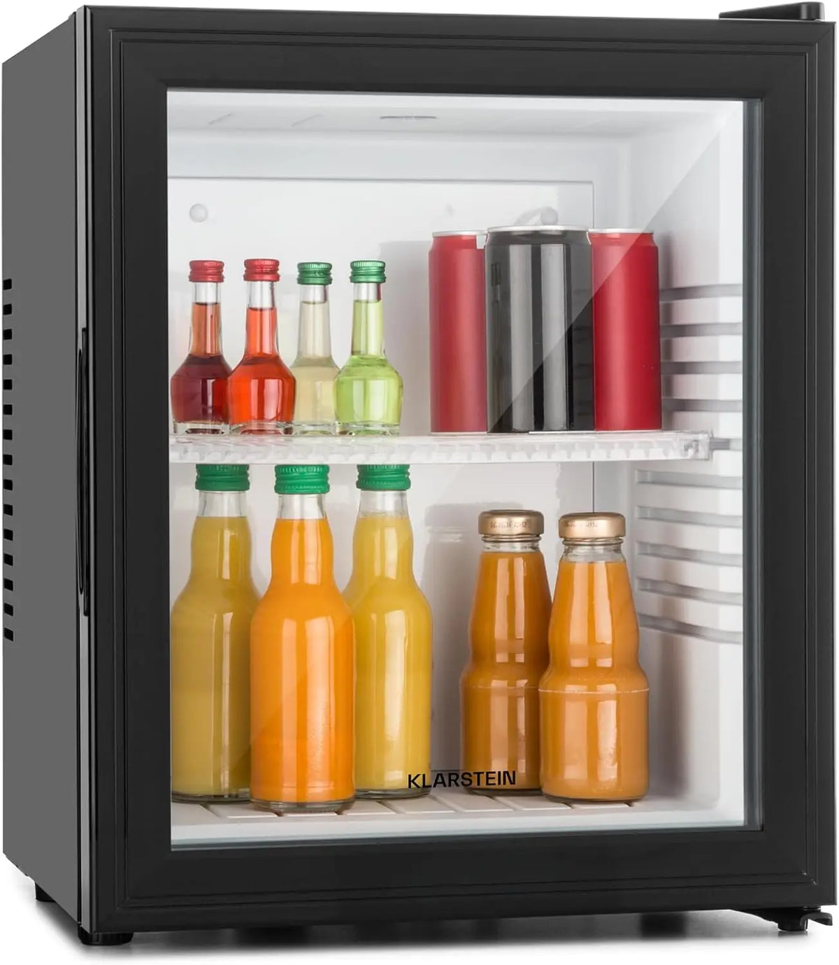 KLARSTEIN Brooklyn Mini Frigo de Chambre réfrigérateur – 23 L, gris/noir/orange