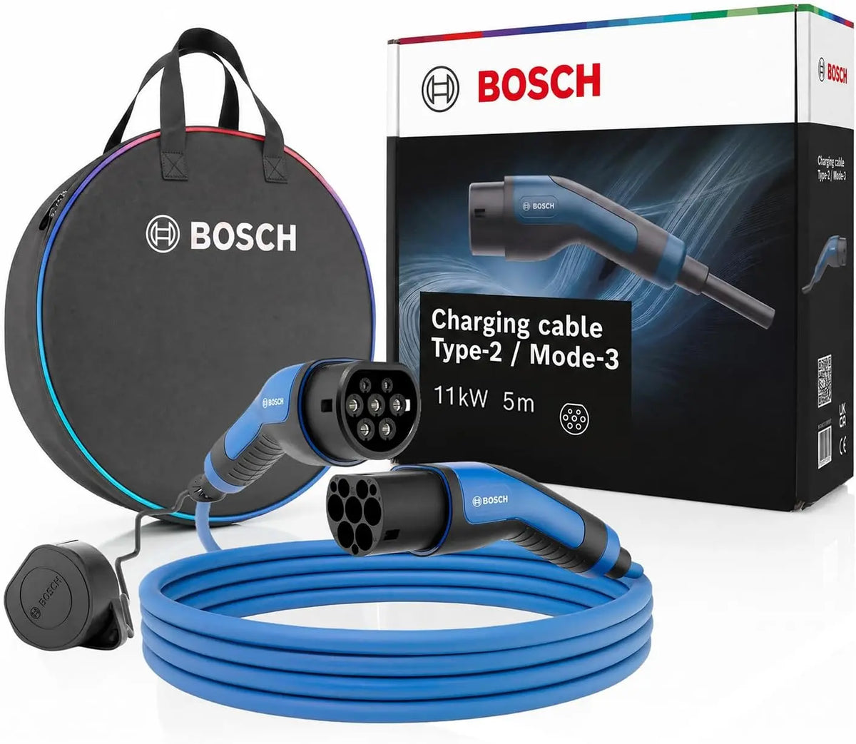 Bosch Câble Recharge Voiture Électrique - 11 KW – gris/bleu/noir
