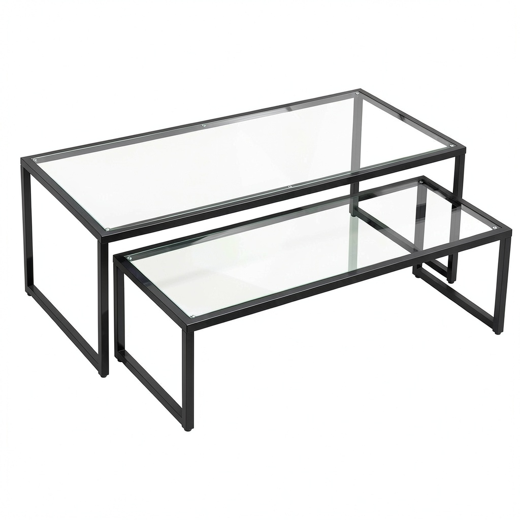 Table basse, en acier, coloris noir, pour le salon