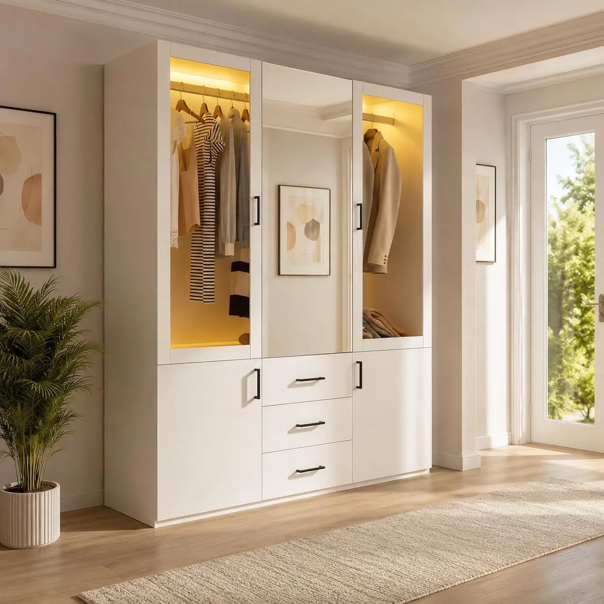 Armoire moderne blanche avec LED