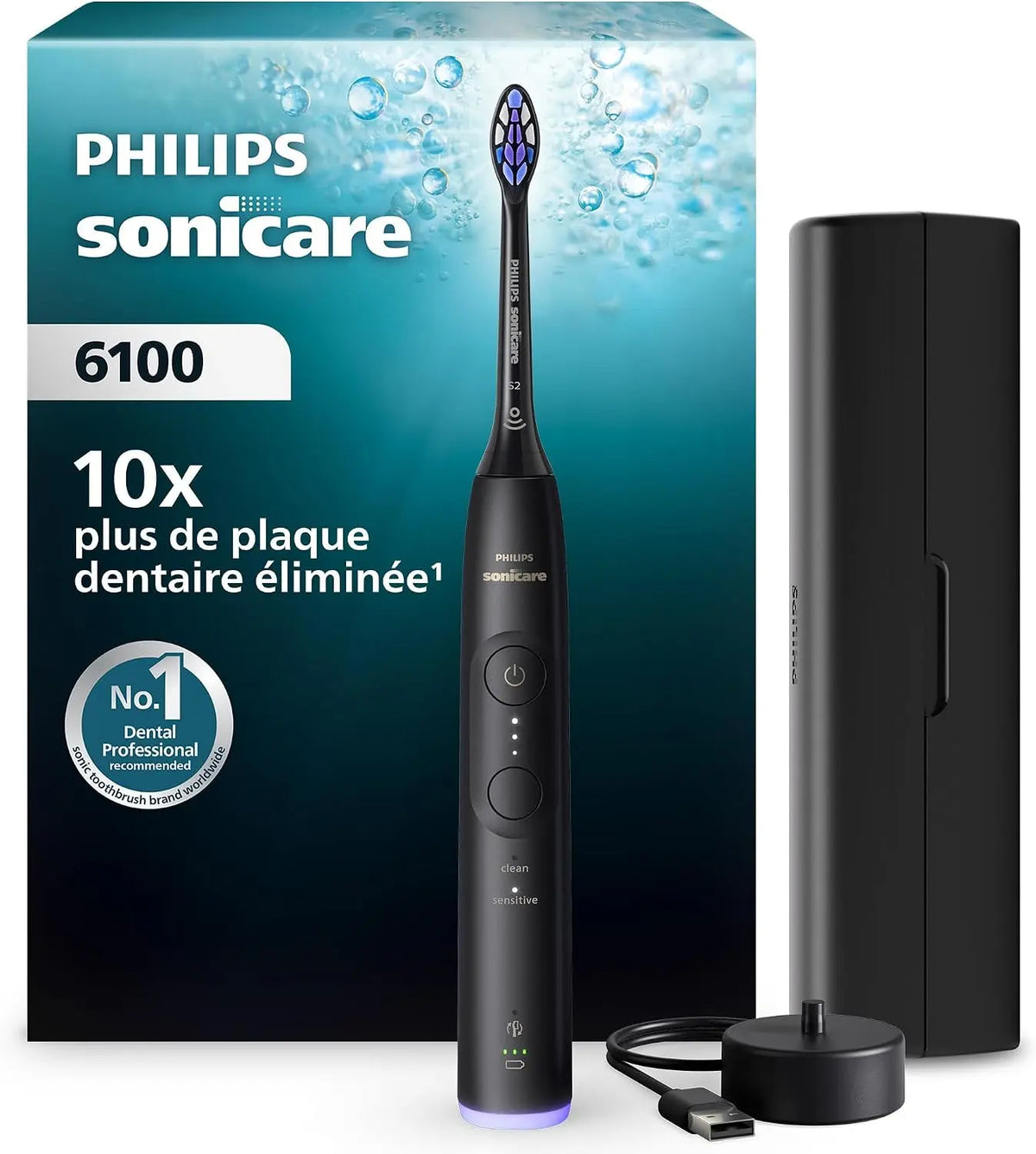 Philips Brosse à dents électrique Philips Sonicare série 6100 – HX7401/12, noir