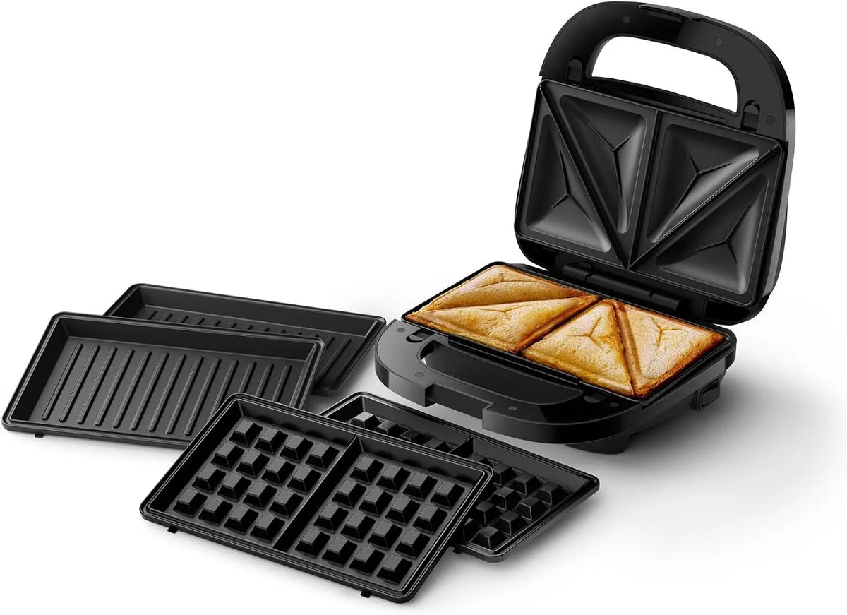 Philips Croque-Monsieur 5000,3-en-1,3 Jeux de Plaques – 750 W, noir