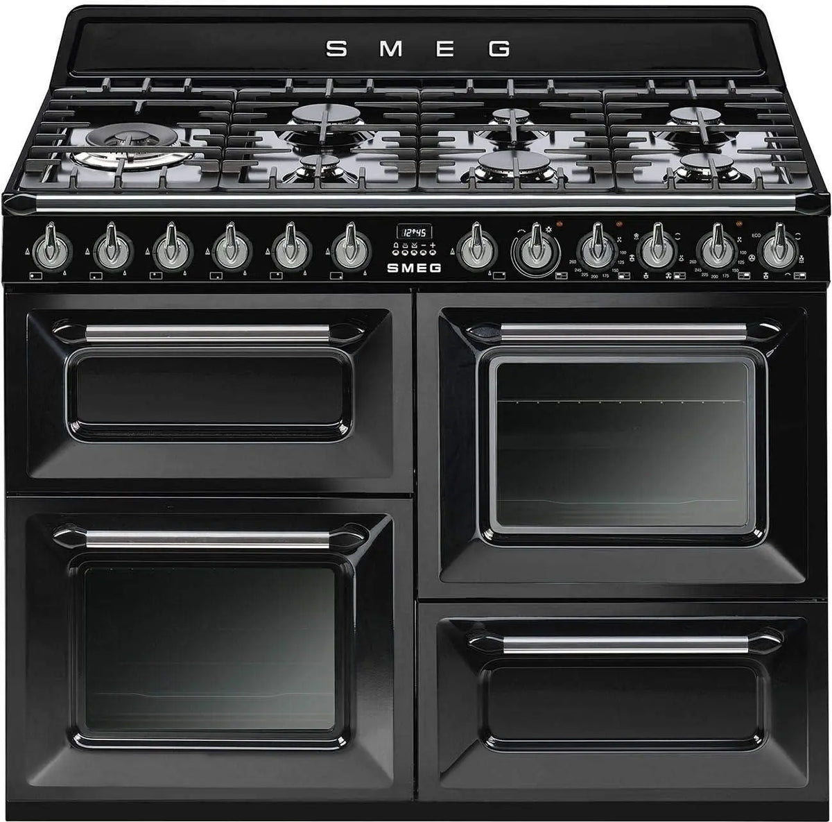 Piano de cuisson Smeg TR4110BL1 - Noir - Classe énergétique A / Plaque Gaz / Four Electrique – 4,20 kW / 2,90 kW