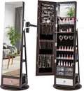 COSTWAY Armoire à Bijoux avec Miroir sur Pieds – gris/noir
