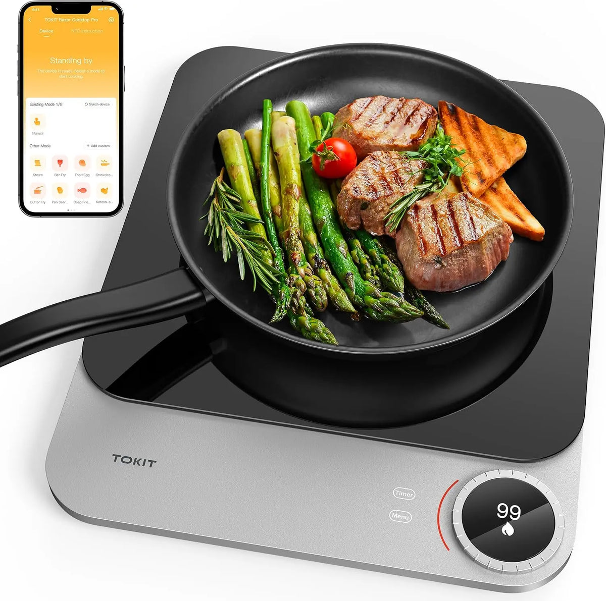 TOKIT Plaque De Cuisson À Induction portable – 100 W, gris/noir