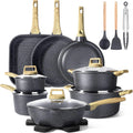 GiPP 21 Pièces Batterie Cuisine Antiadhésive Tous Feux y Compris Induction – gris