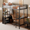 OKMYHOME Lit Mezzanine 90x200 cm - Lit Surélevé Ado en Métal avec Bureau – noir