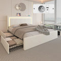 Cadre Lit 140x190 avec 4 Tiroirs – blanc