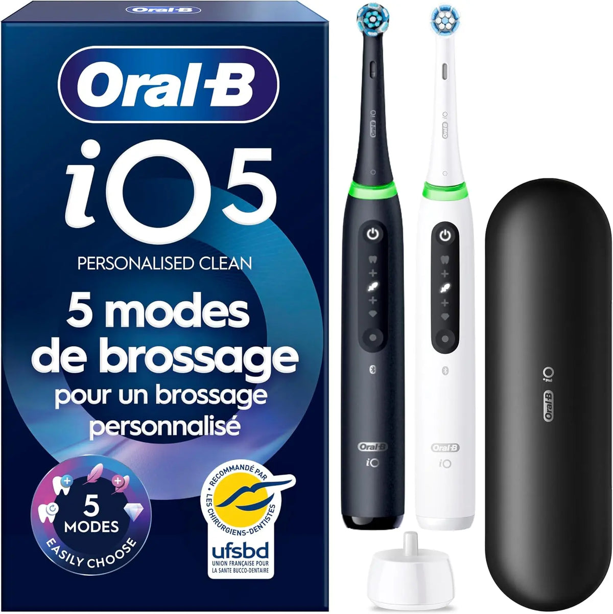 Oral-B Brosses à Dents Electriques iO 5 Duo – noir/blanc