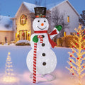 COSTWAY Bonhomme de Neige Éclairé 150 cm décoration – bleu/gris/beige