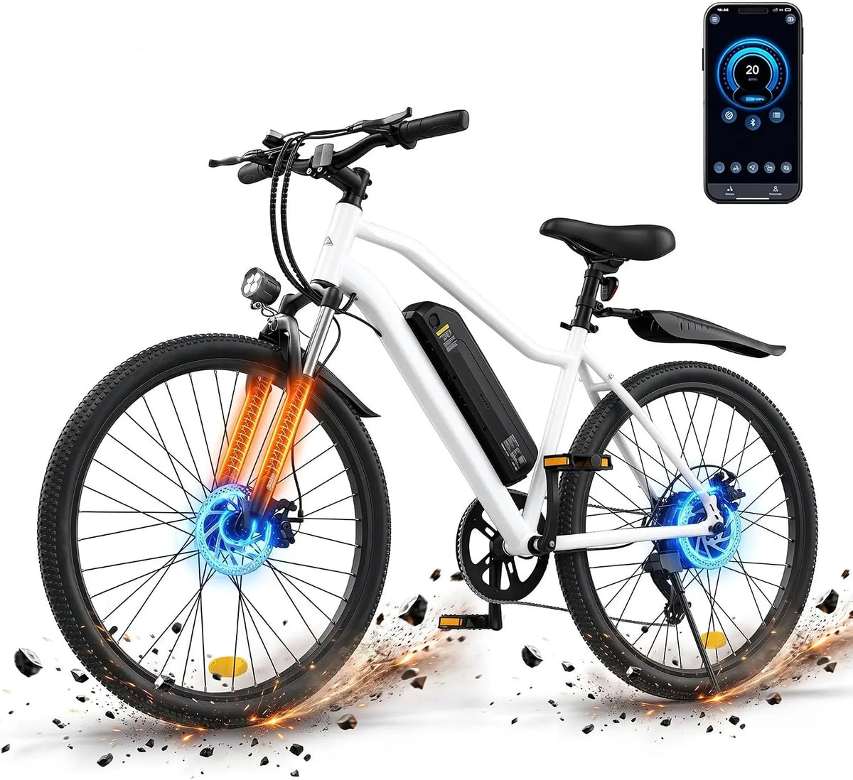 Finbike Vélo Électrique Adulte 26' – 250 W, 15,6 Ah, 45 Nm, gris/noir