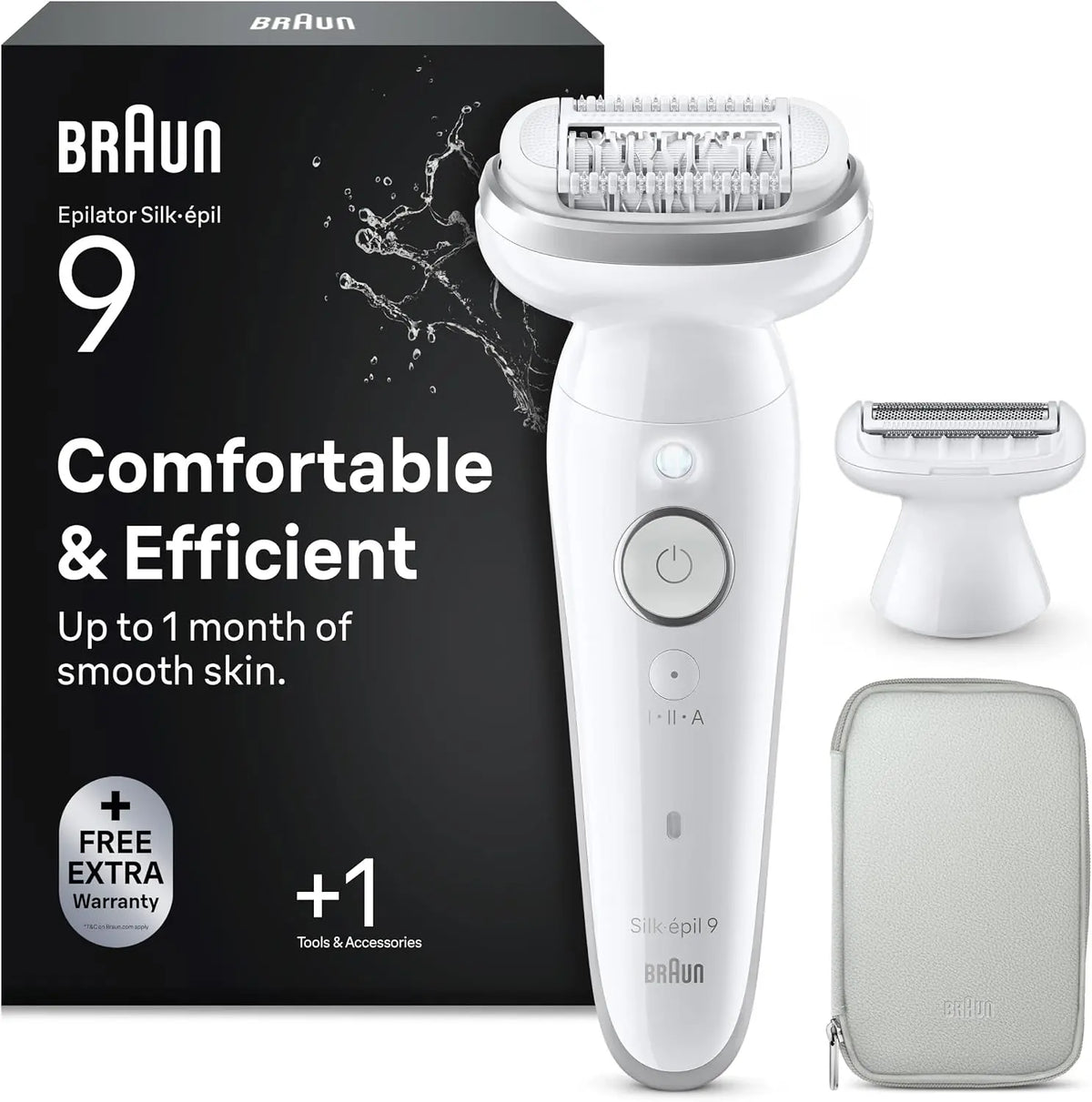 Braun Silk-épil 9 Épilateur Avec Tête Pivotante Pour Épilation Facile – blanc/argenté