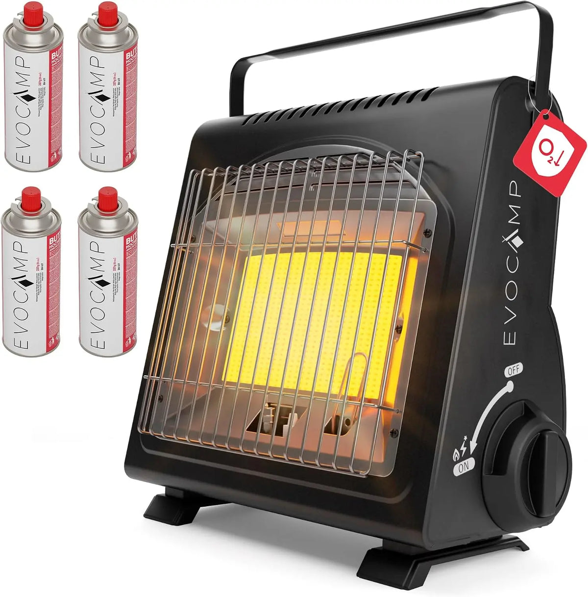 EVOCAMP Chauffage à gaz portable – 1,7 kW, gris/noir