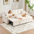 Canapé convertible canapé-lit modulable en L avec lit gigogne et méridienne de rangement – 3 places, beige