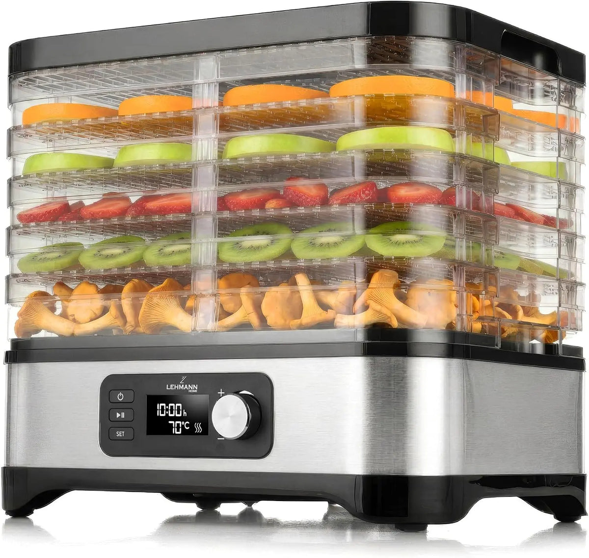LEHMANN Déshydrateur Alimentaire en Acier Inoxydable – 450 W, argenté