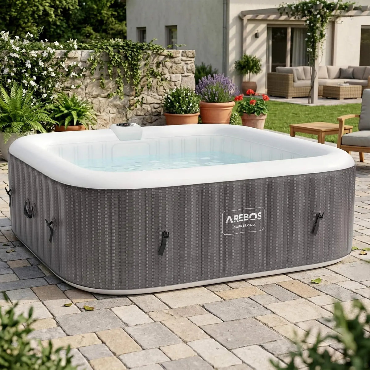 Arebos Spa Gonflable 2400W – gris/beige