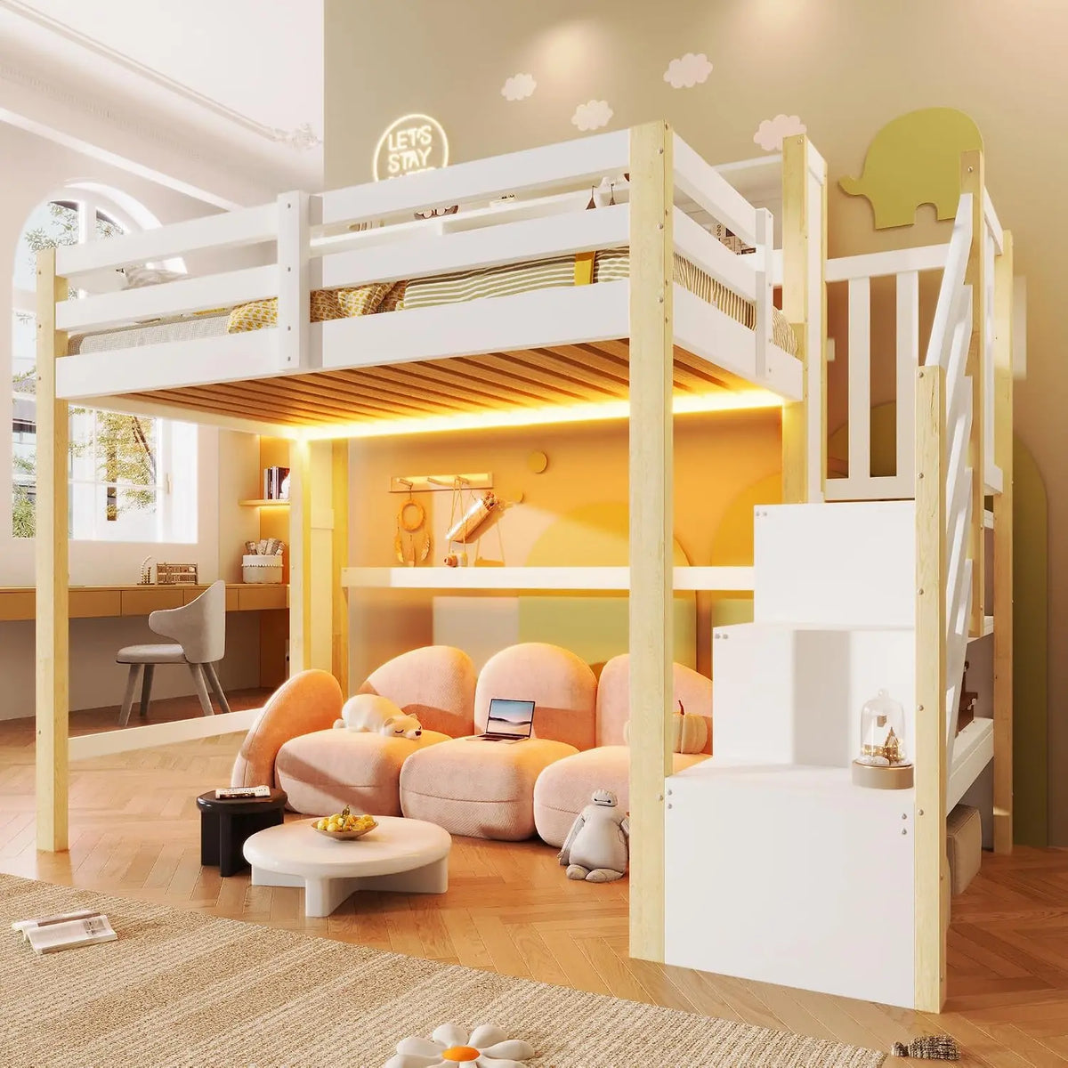 Lit Mezzanine 1 Place 90x200cm – blanc