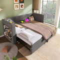 Lit Banquette 90 x 200 cm Gris Foncé avec Lit Gigogne