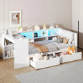 Merax Lit Simple en Bois avec LED – 90 x 200 cm, blanc